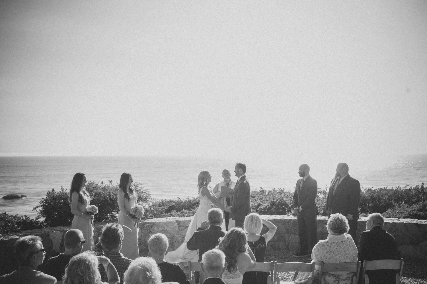 Wind and Sea black and white wedding photo
