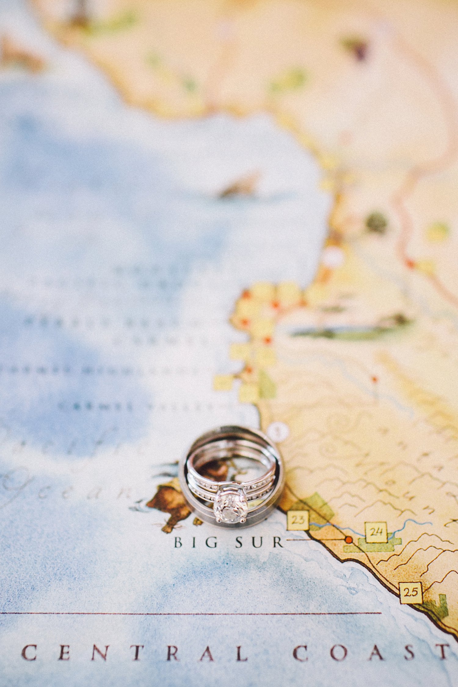 Big Sur wedding ring map wedding photo