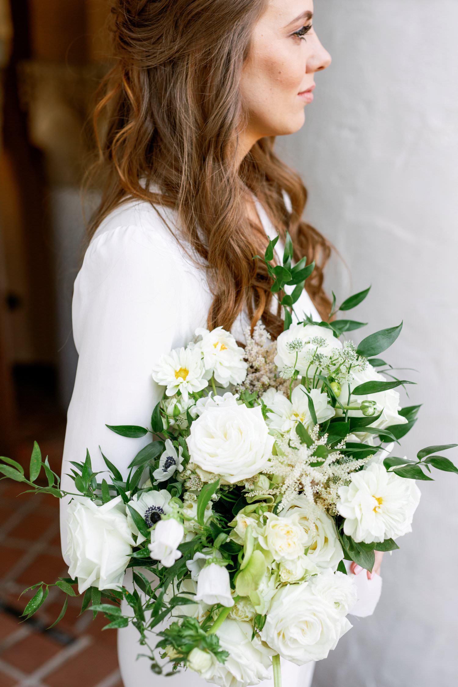 white wedding bridal bouquet of flowers