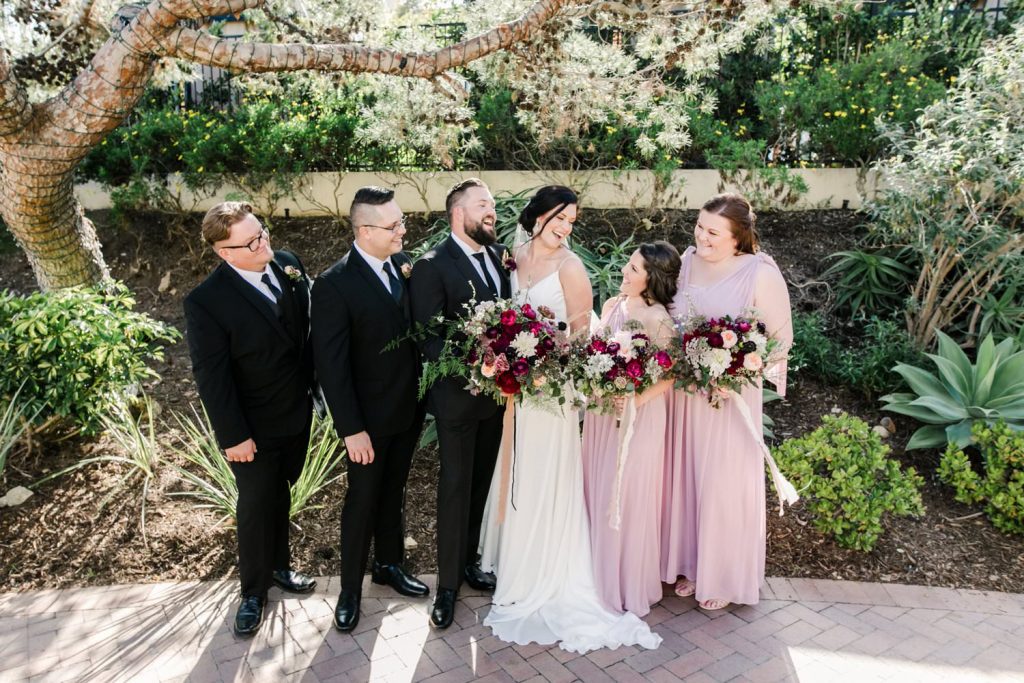 Pink and purple bridal party