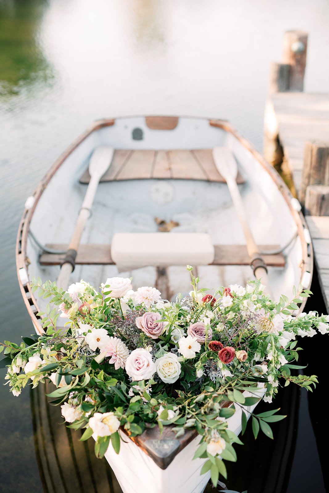 Rowboat with flowers on a lake